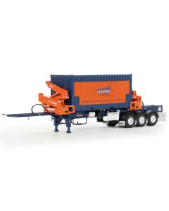Container-Seitenlader, orange/blau mit 20ft Drake Container