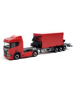 Scania CR 20 ND mit Hammar Seitenlader + 20ft Container, rot