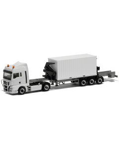 MAN TGX XLX Euro6 mit Seitenlader + 20ft. Container, weiss