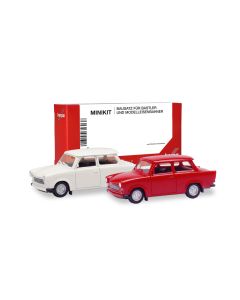 MiniKit: Trabant 601 Limousine, weiß + verkehrsrot