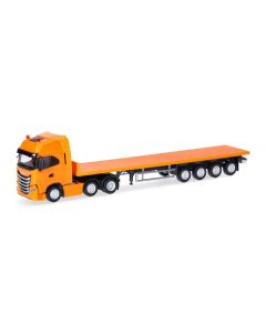 Iveco S-Way 6x2 Flachbett-Sattelzug, kommunalorange