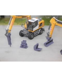 Anbaugeräte für Herpa Liebherr Bagger Set Nr. I, 4x 