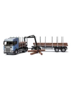 Scania R450 Holzhängerzug hellblau