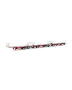 Flachbettaufliegerzug Triple Road Train, weiss/rot